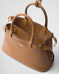 Prada Buckle small leather handbag with double belt Caramel