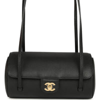 Chanel Preppy Coco Bowling Bag Black Shiny Caviar Brushed Gold Hardware