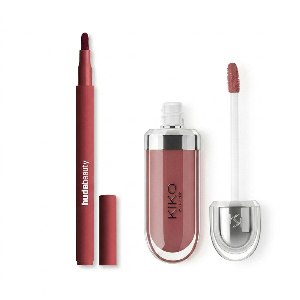 Kiko Milano 3d Hydra Gloss + HudaBeauty contour Lip stain Bundle