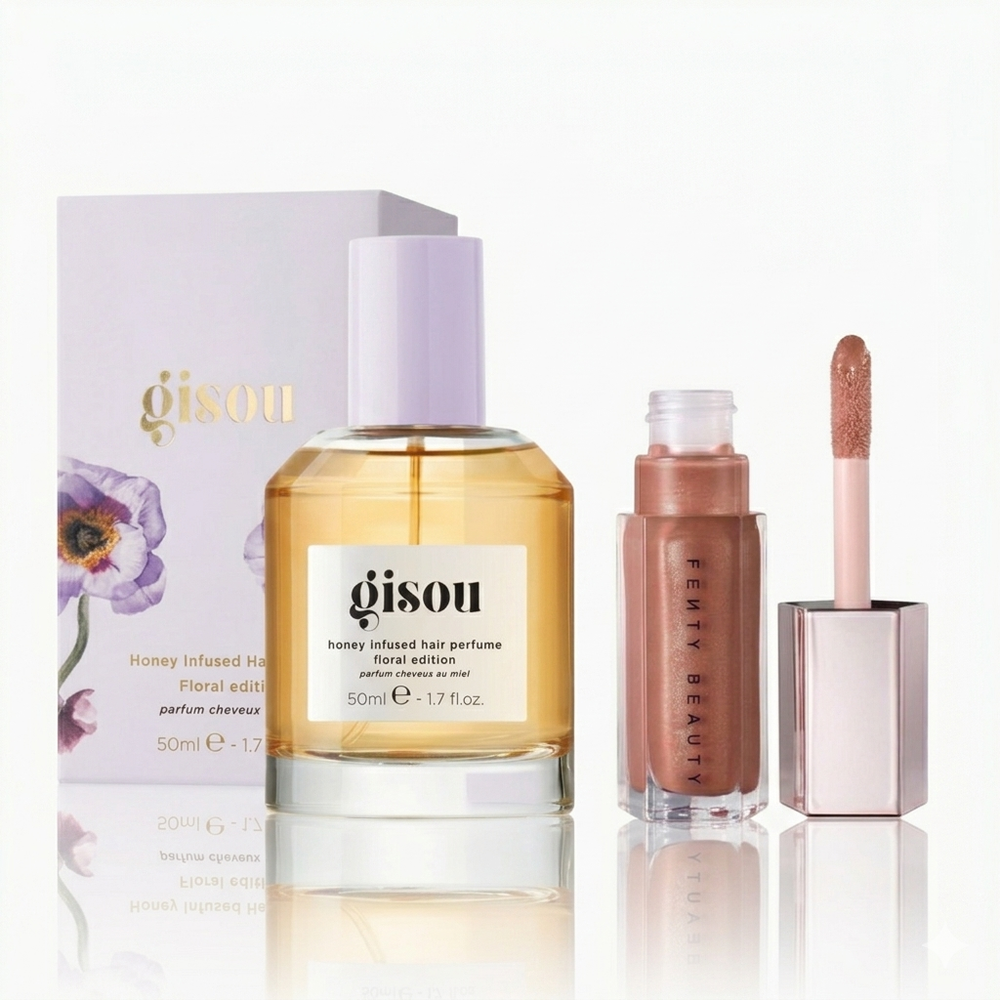 Gisou Honey Infused Hair perfume + Fenty lip Luminizer