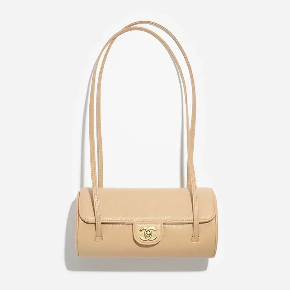 Channel Preppy Coco Bowling Bag Beige
