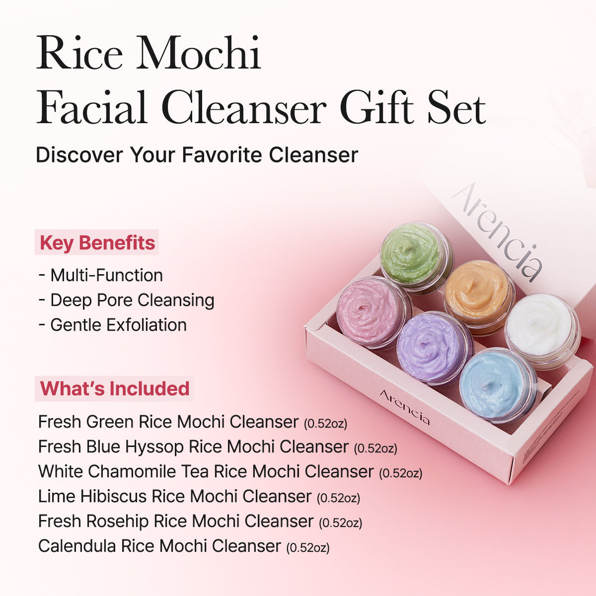 Arencia Rice Mochi Facial Cleanser Goft Set 0.52 Oz Each. (Pre Order)