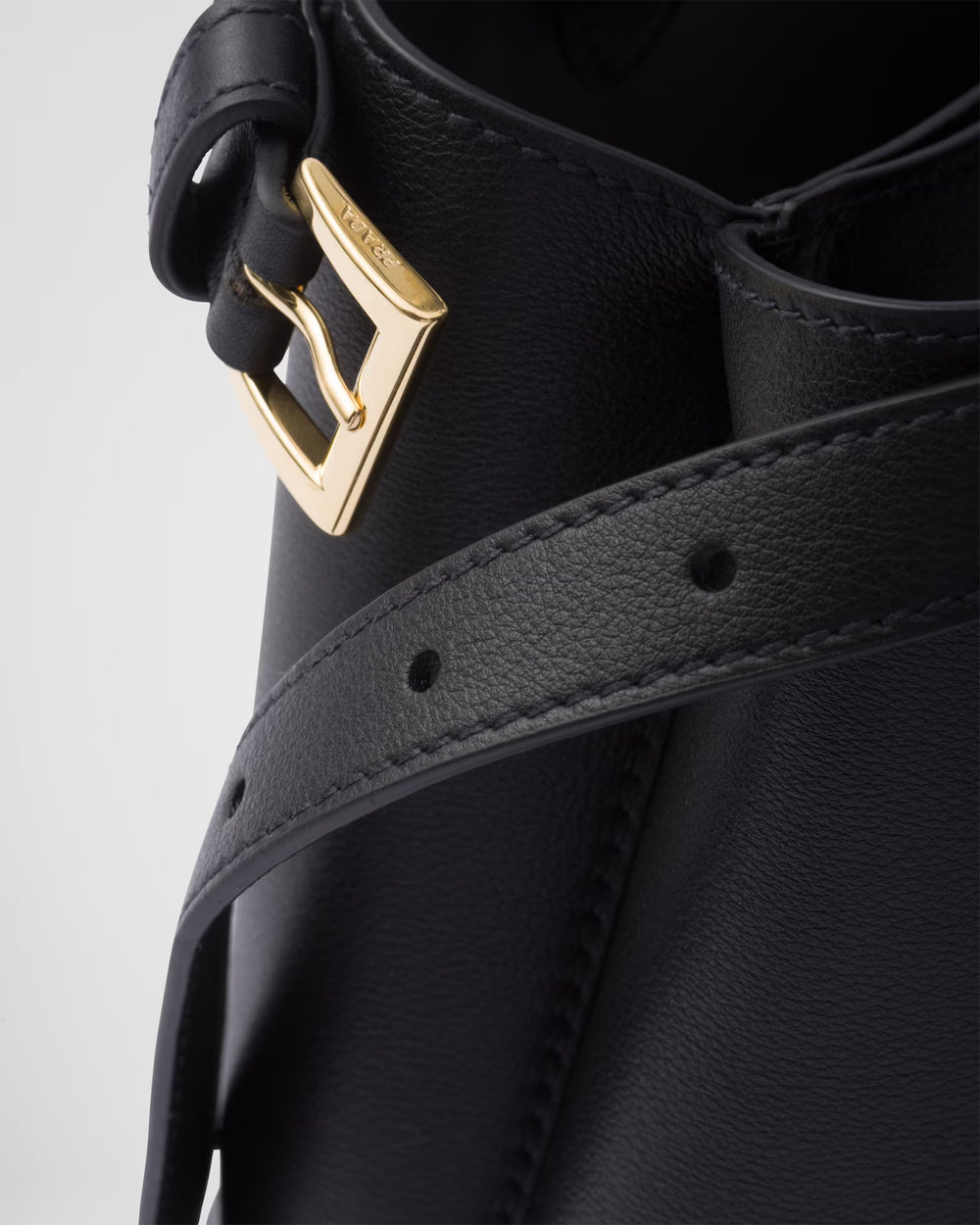 Prada Buckle small leather handbag with double belt Black