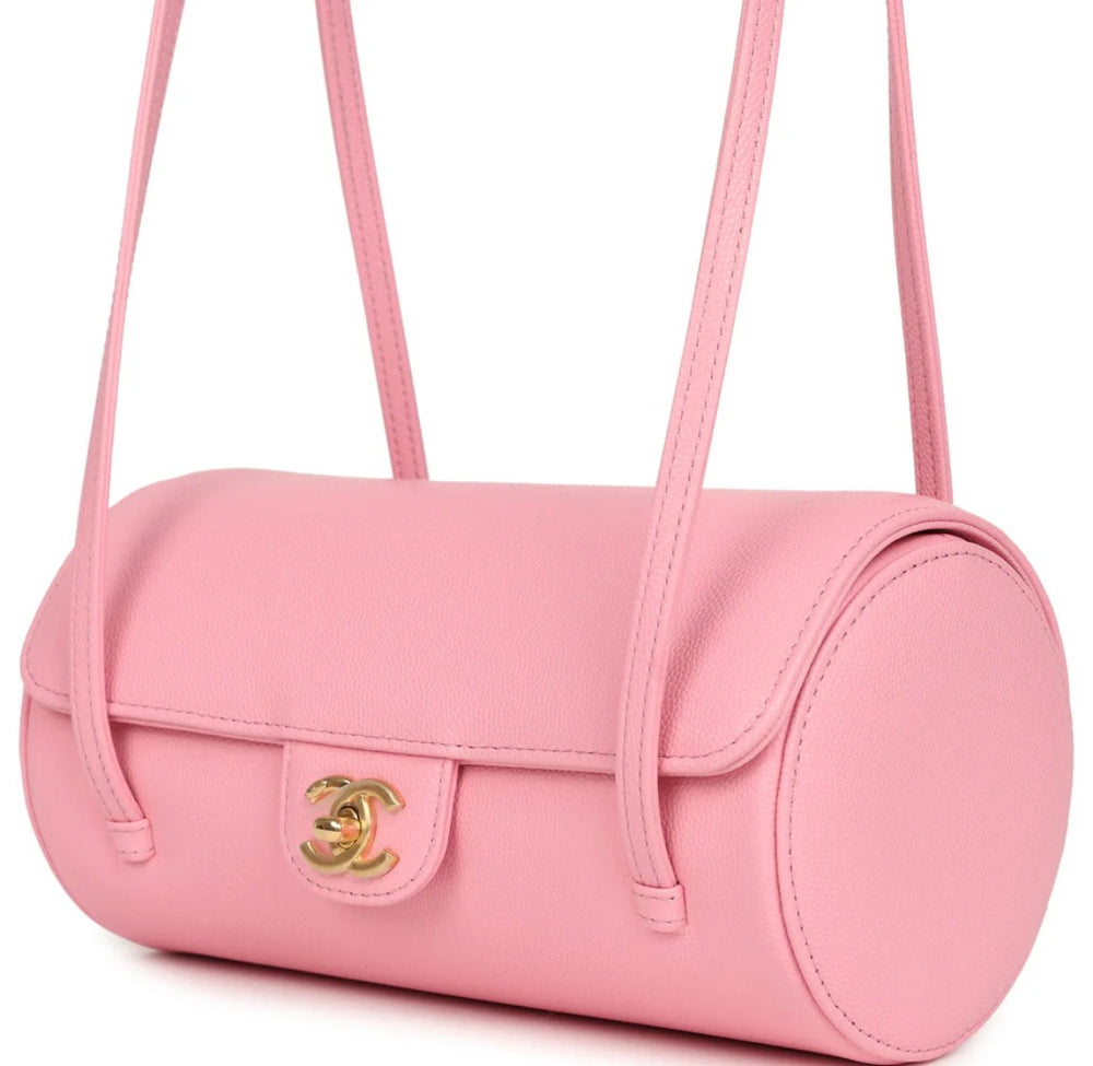 Chanel Preppy Coco Bowling Bag Pink Shiny Caviar Brushed Gold Hardware
