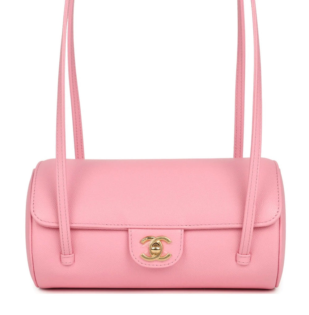 Chanel Preppy Coco Bowling Bag Pink Shiny Caviar Brushed Gold Hardware