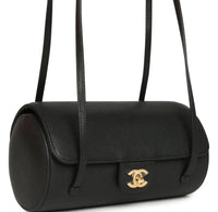 Chanel Preppy Coco Bowling Bag Black Shiny Caviar Brushed Gold Hardware