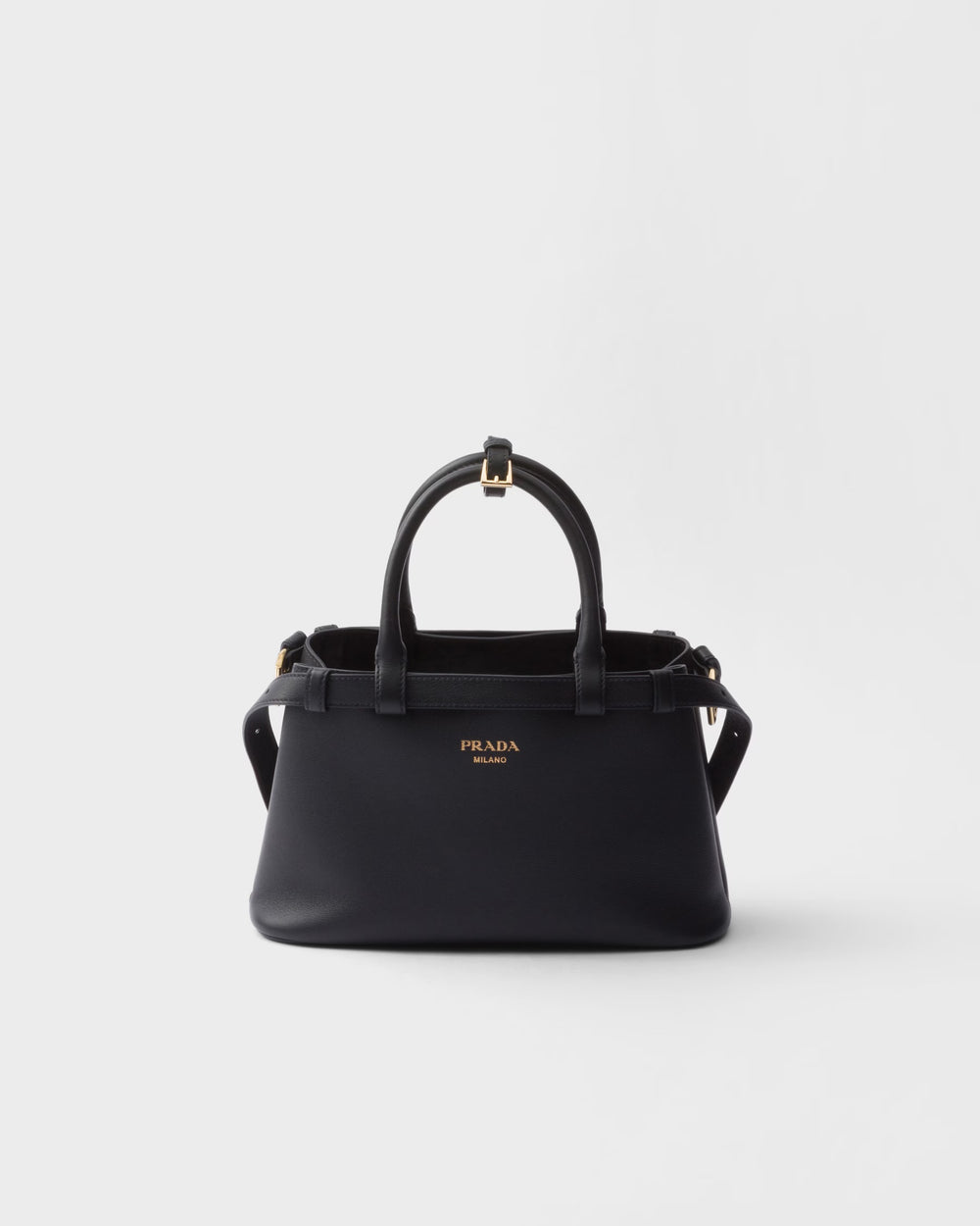 Prada Buckle small leather handbag with double belt Black