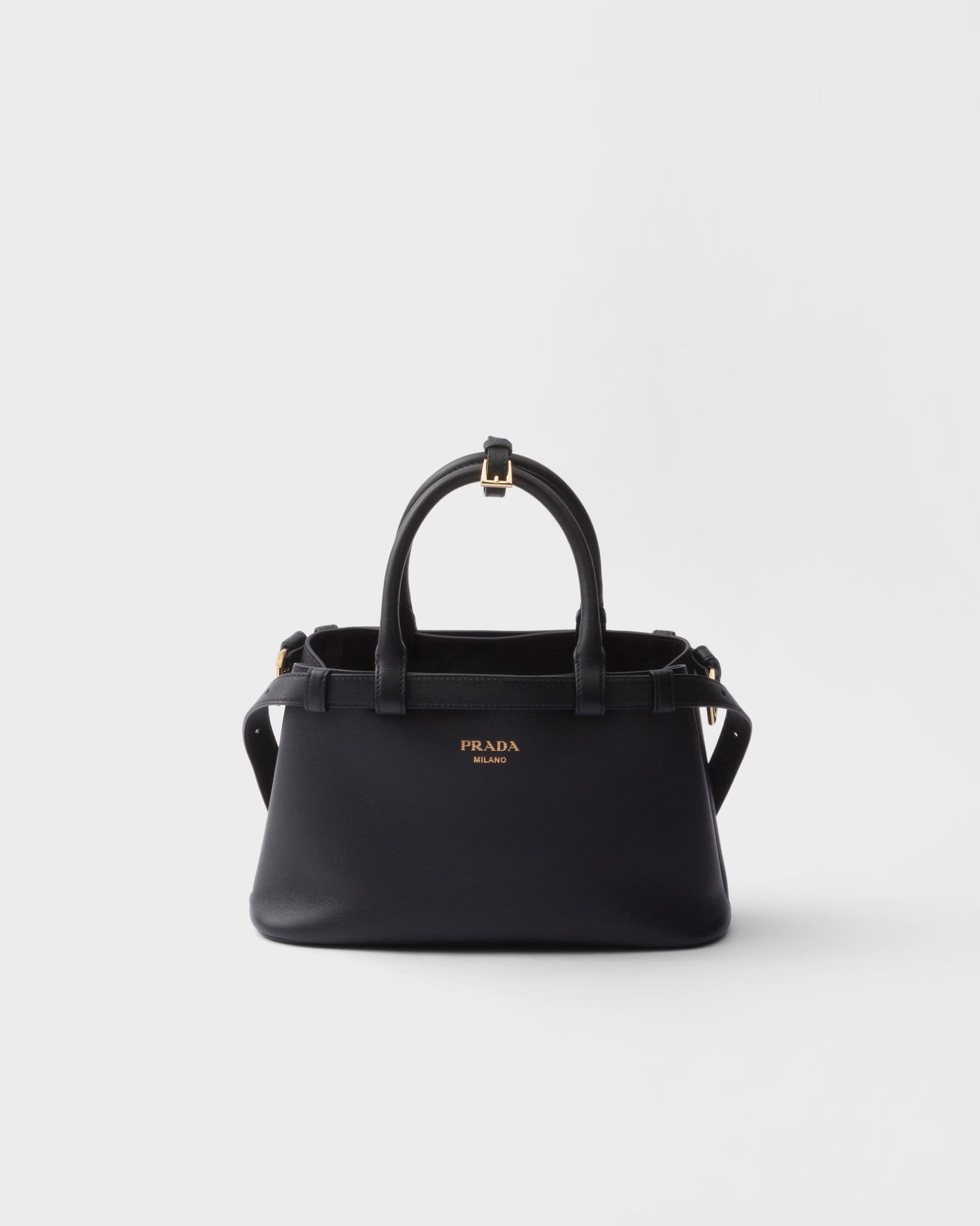 Prada Buckle small leather handbag with double belt Black