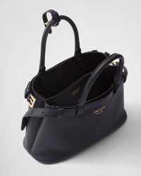 Prada Buckle small leather handbag with double belt Black