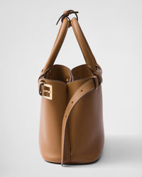 Prada Buckle small leather handbag with double belt Caramel