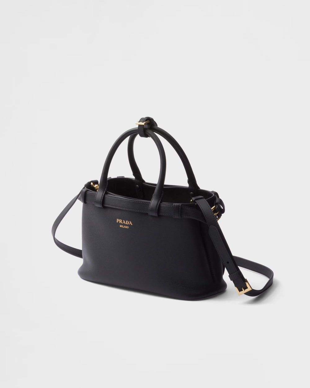 Prada Buckle small leather handbag with double belt Black