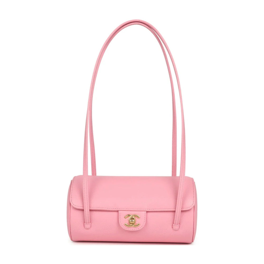Chanel Preppy Coco Bowling Bag Pink Shiny Caviar Brushed Gold Hardware