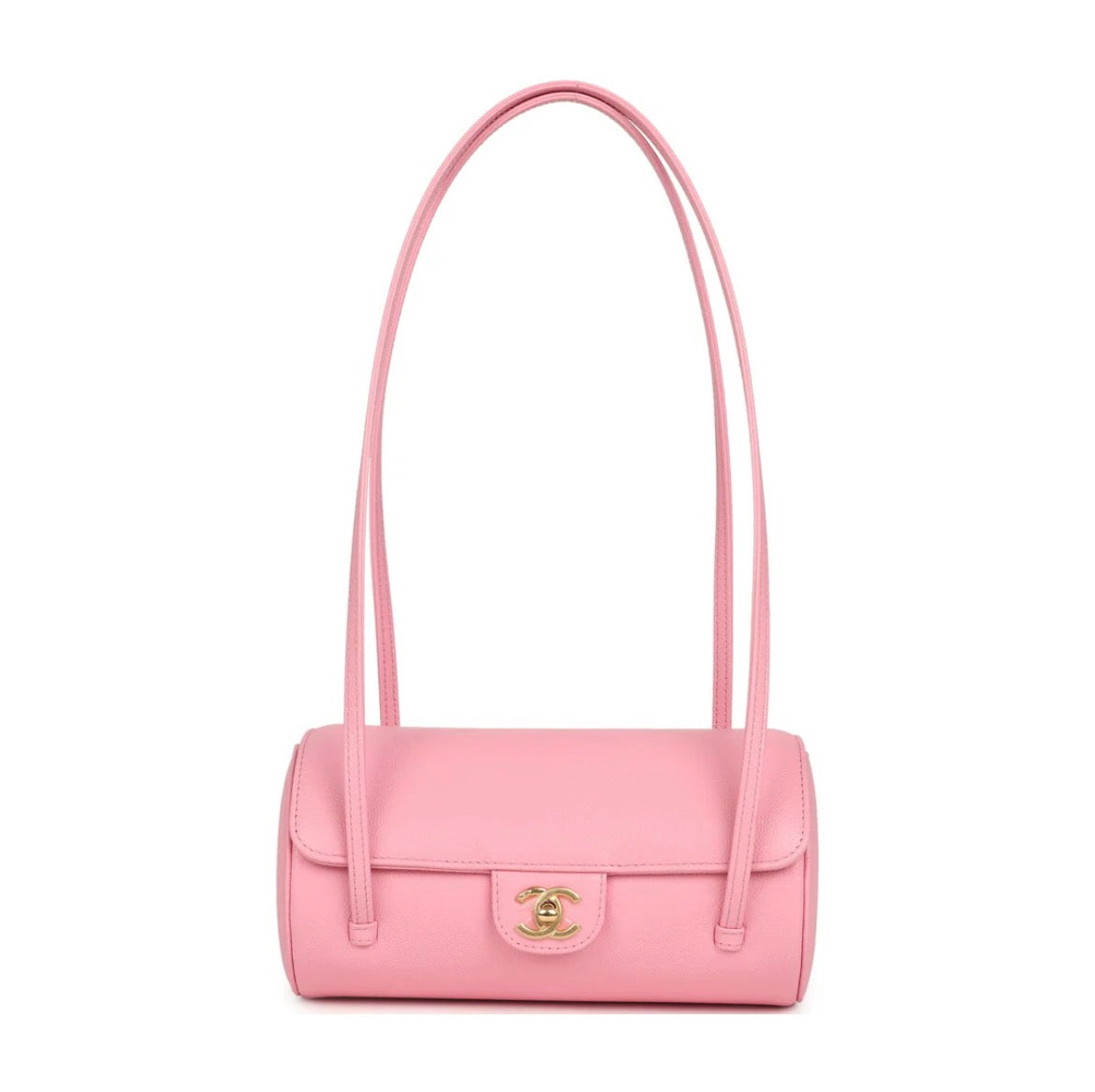 Chanel Preppy Coco Bowling Bag Pink Shiny Caviar Brushed Gold Hardware