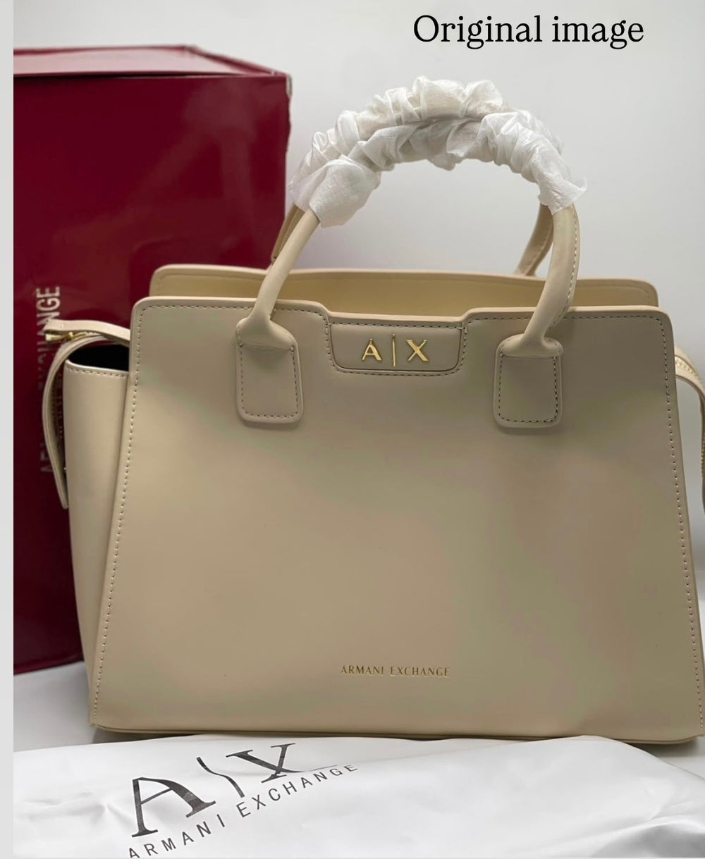 Armani Exchange Faux Leather HandBag White