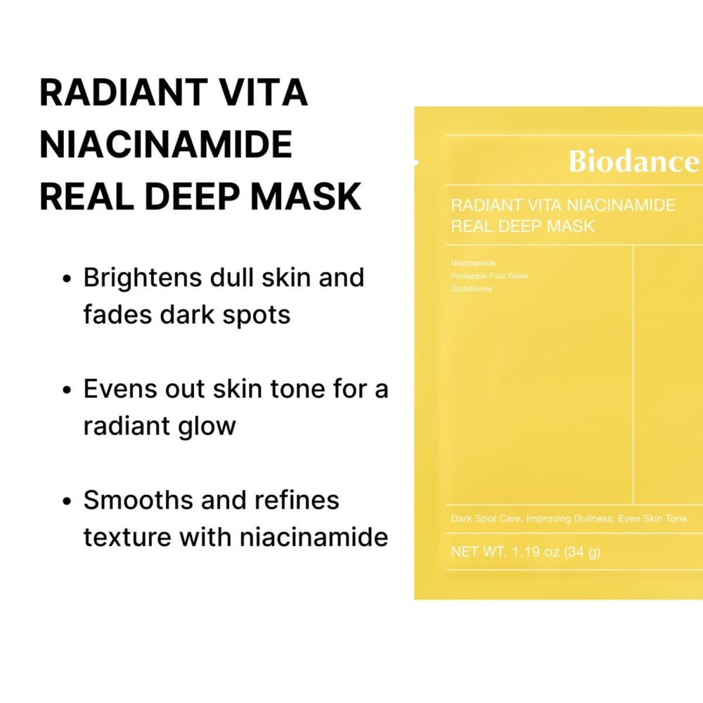 Biodance - Radiant Vita Niacinamide Real Deep Mask pack of 4