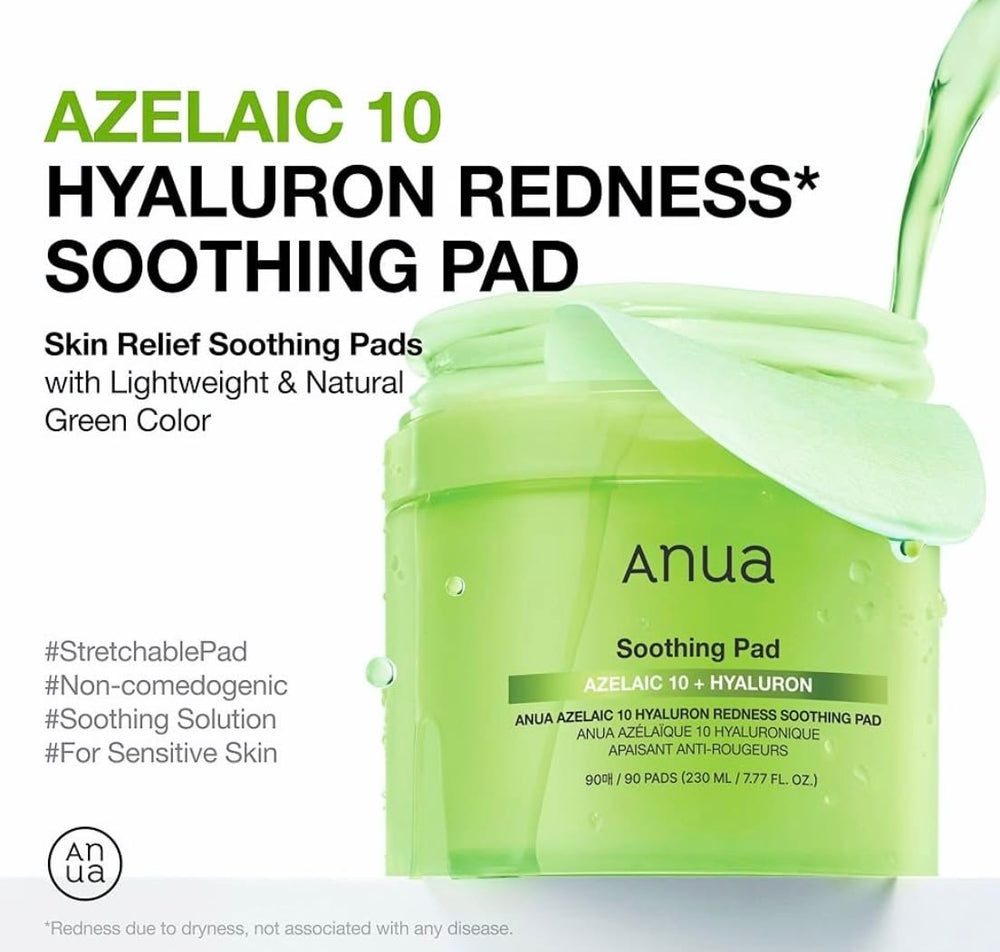 ANUA AZELAIC 10 HYALURON REDNESS SOOTHING 90 PAD (Pre Order)