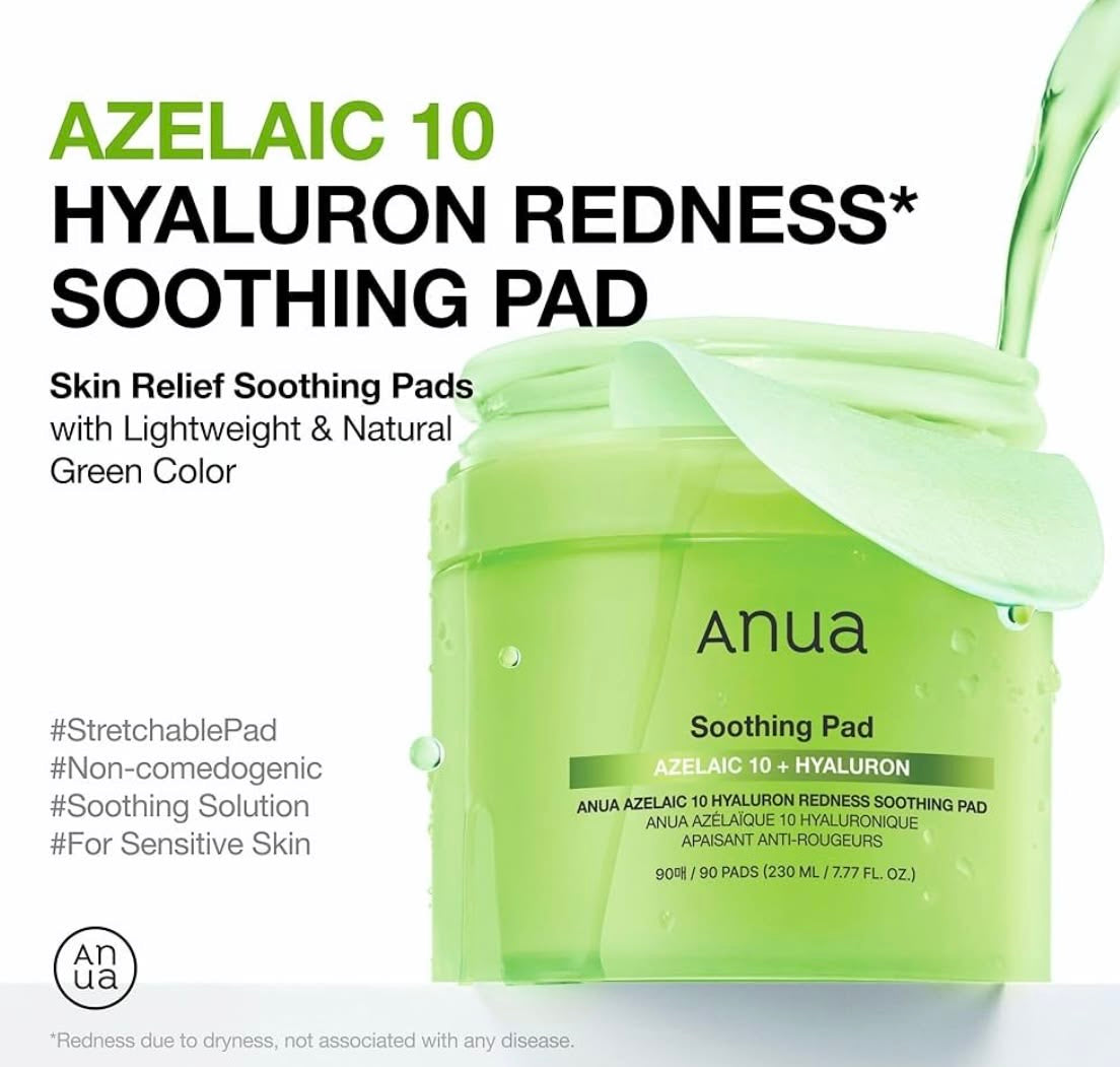 ANUA AZELAIC 10 HYALURON REDNESS SOOTHING 90 PAD (Pre Order)