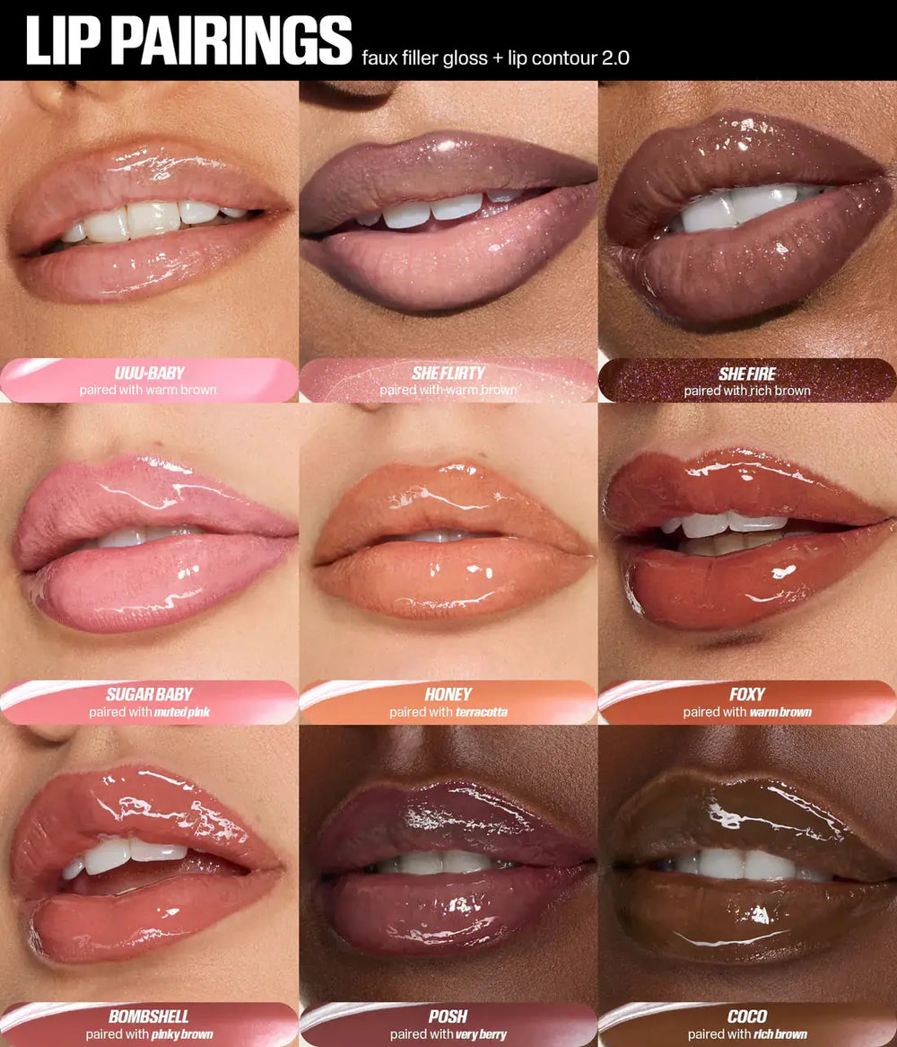 Huda Beauty Faux Filler Lip Gloss | Shiny Non-Sticky Lip Gloss