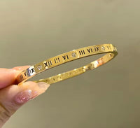 Stainless Steel Tarnish free Gold Plated Roman Numerals Bracelet
