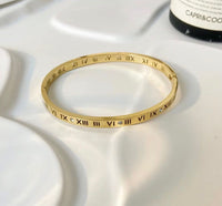 Stainless Steel Tarnish free Gold Plated Roman Numerals Bracelet
