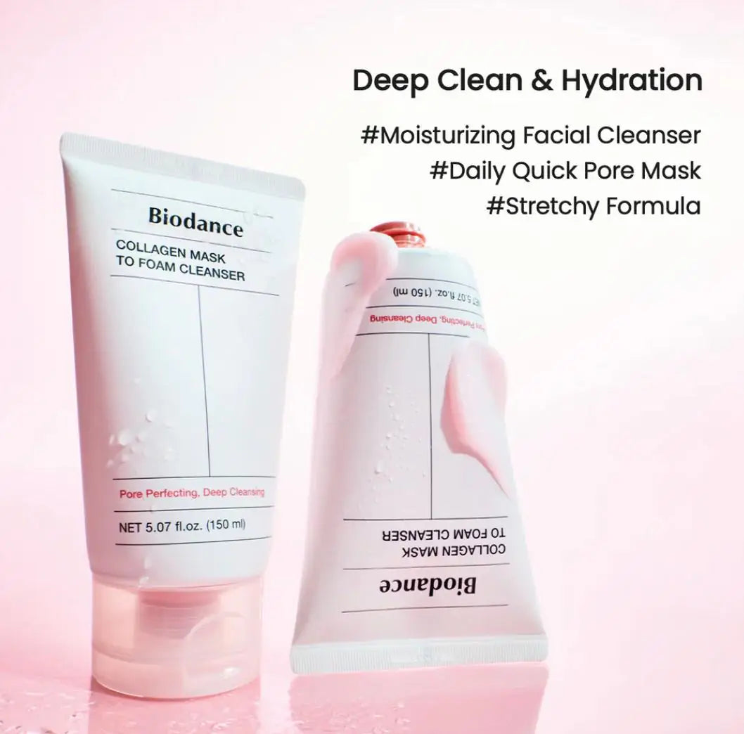 Biodance Collagen Mask To Foam Cleanser.