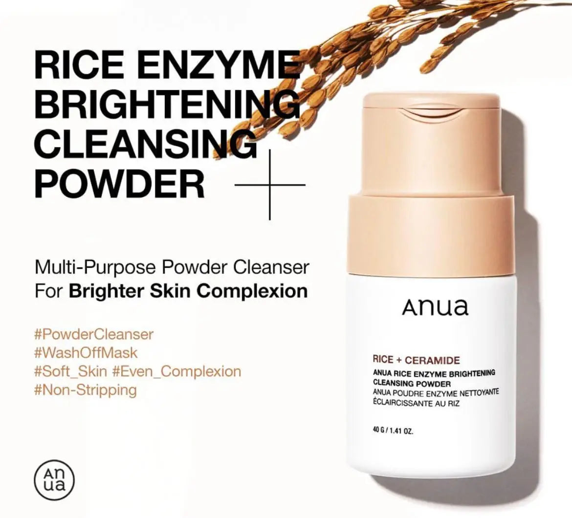 Anua Rice Enzyme Brightening Cleansing Powder.