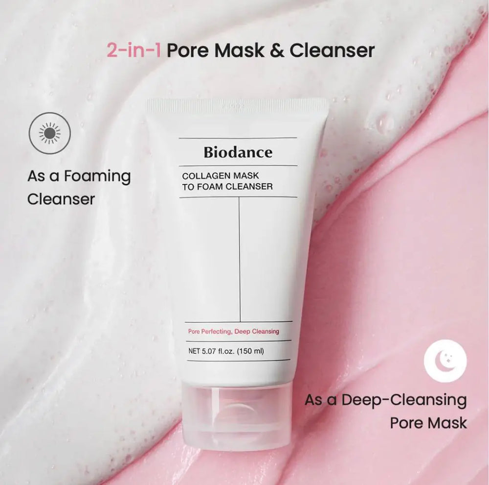 Biodance Collagen Mask To Foam Cleanser.